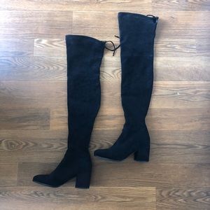 Black Thigh-high booties